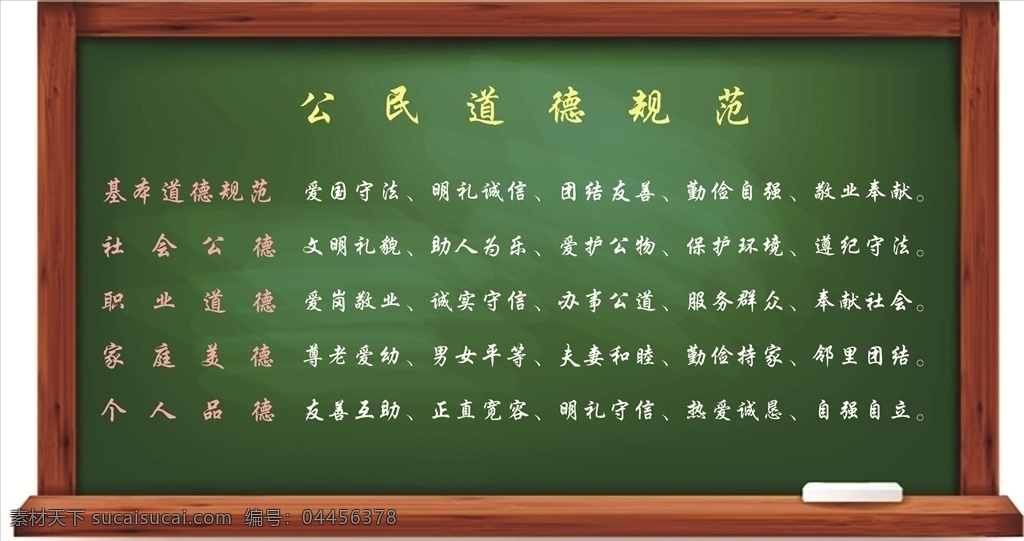 公明道德规范 黑板报 基本道德规范 社会公德 职业道德 家庭美德 个人品德 黑板 共享图 展板模板