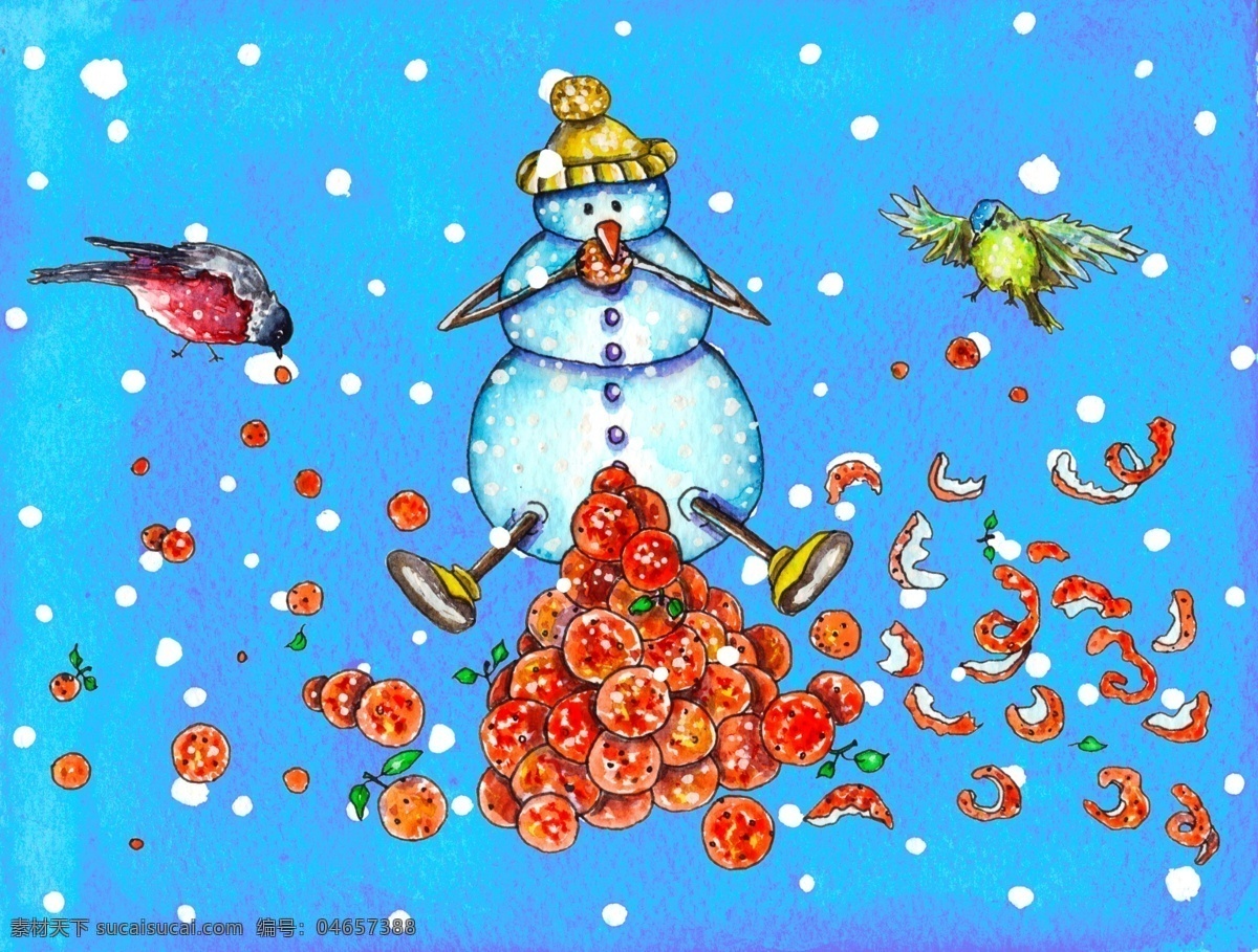 冬日 圣诞节 雪人 设计素材 背景素材