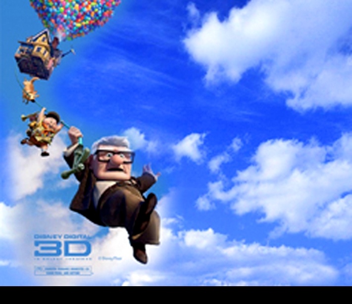 迪士尼动画 天空 气球 小孩 老人 从天而降 漂移的房子 星球 3d flash 片头 源文件库 fla