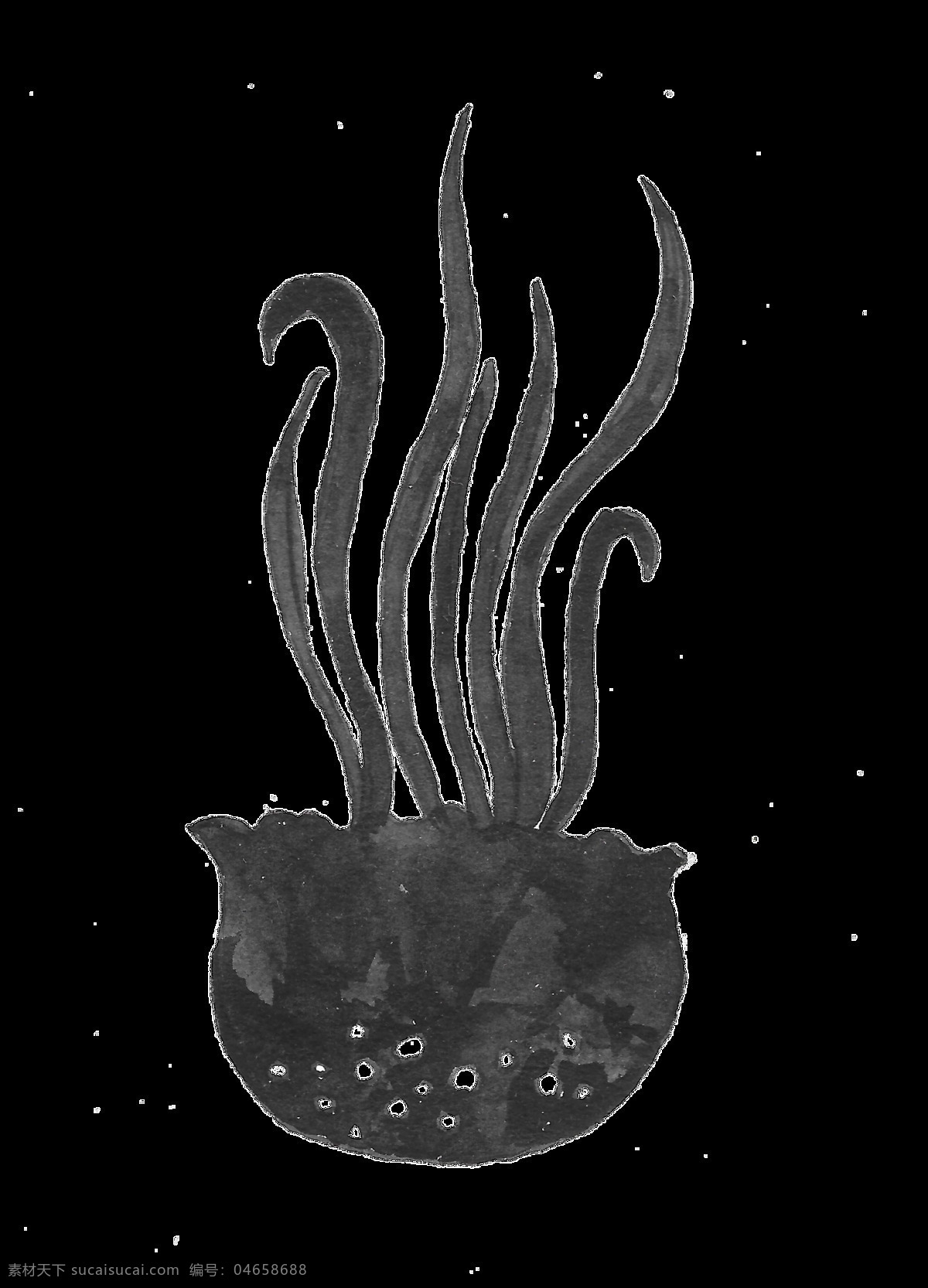 黑 芯 海草 卡通 透明 海叶 海洋 透明素材 免扣素材 装饰图案