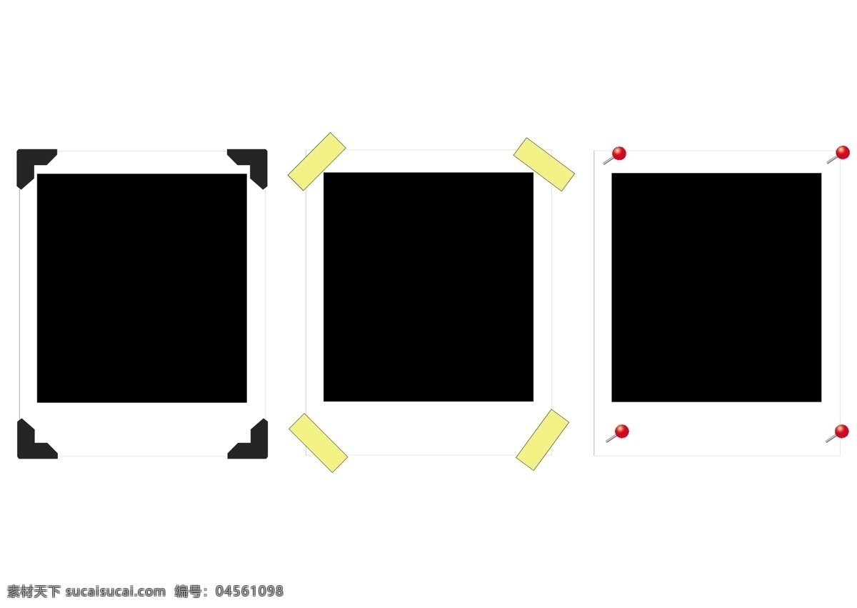 宝丽 莱 照片 风格 插画 钉子 胶带 胶片 卡通 模板 设计稿 绳子 宝丽莱 polaroid 木夹子 素材元素 源文件 矢量图