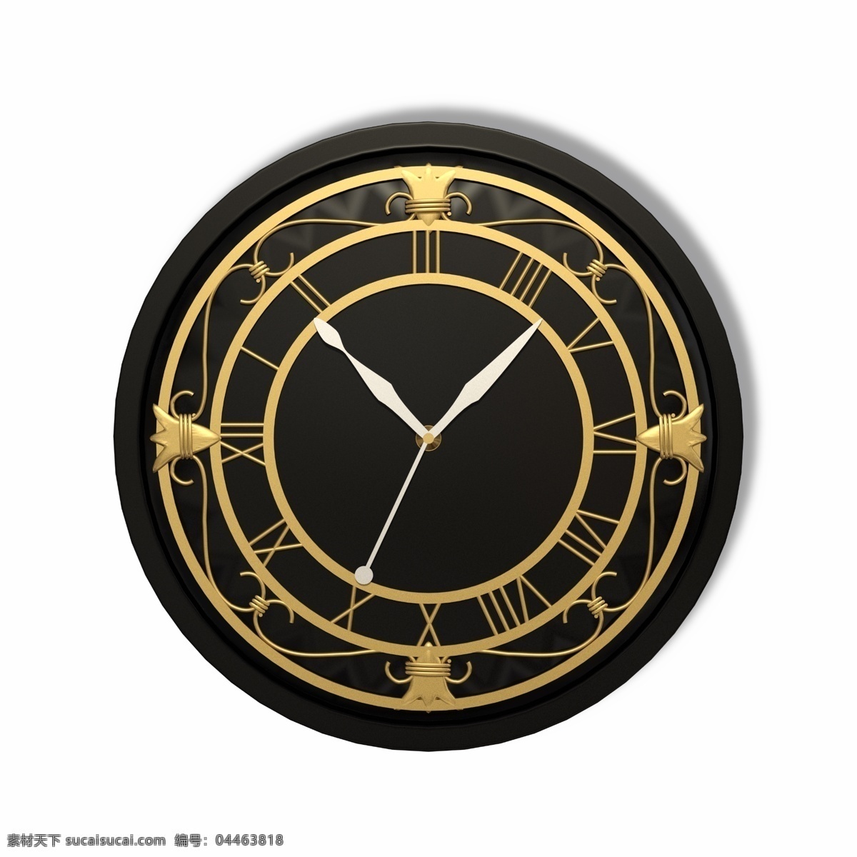 黑色 圆盘 金色 挂钟 钟表 圆形钟