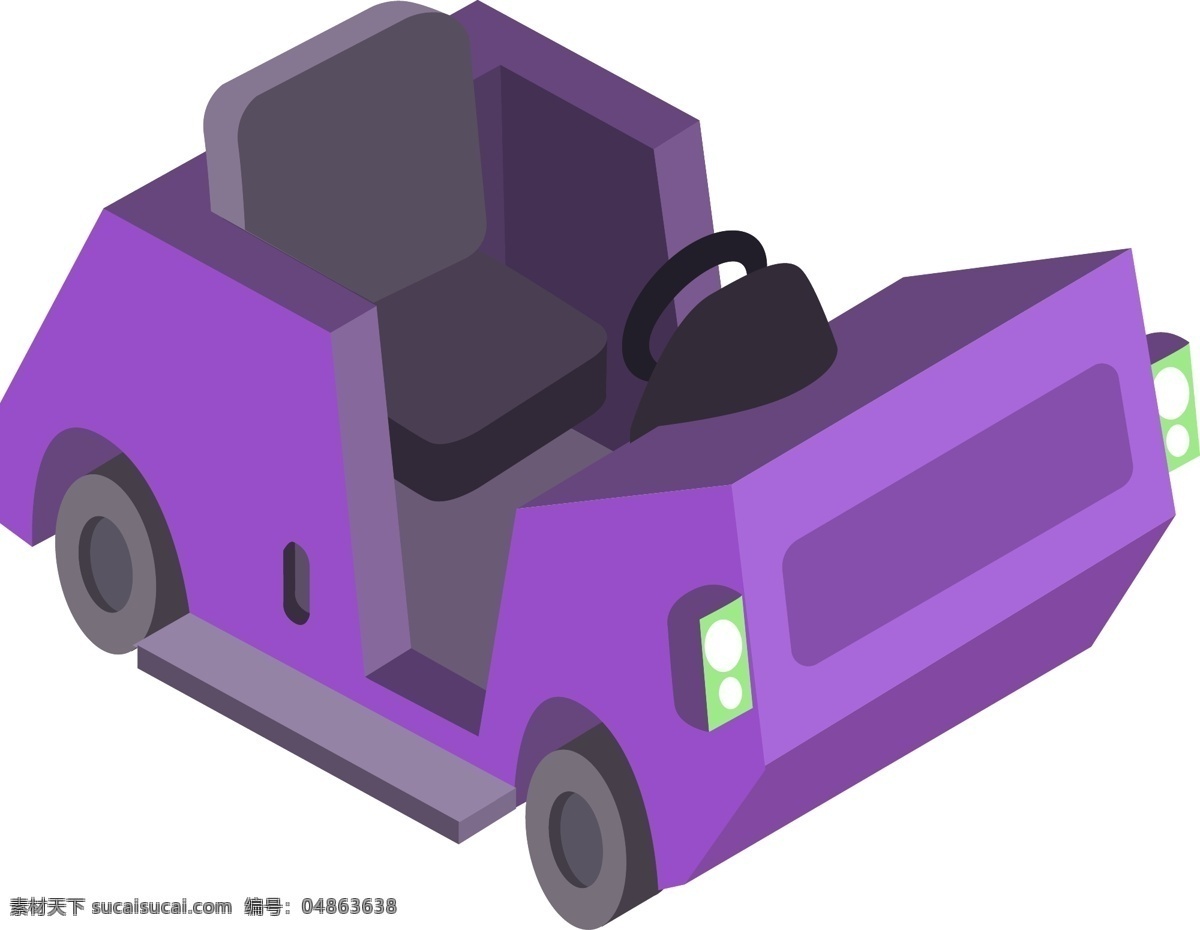 d 风格 紫色 汽车 元素 商用 运输 通行 便利 工厂 2.5d 载人