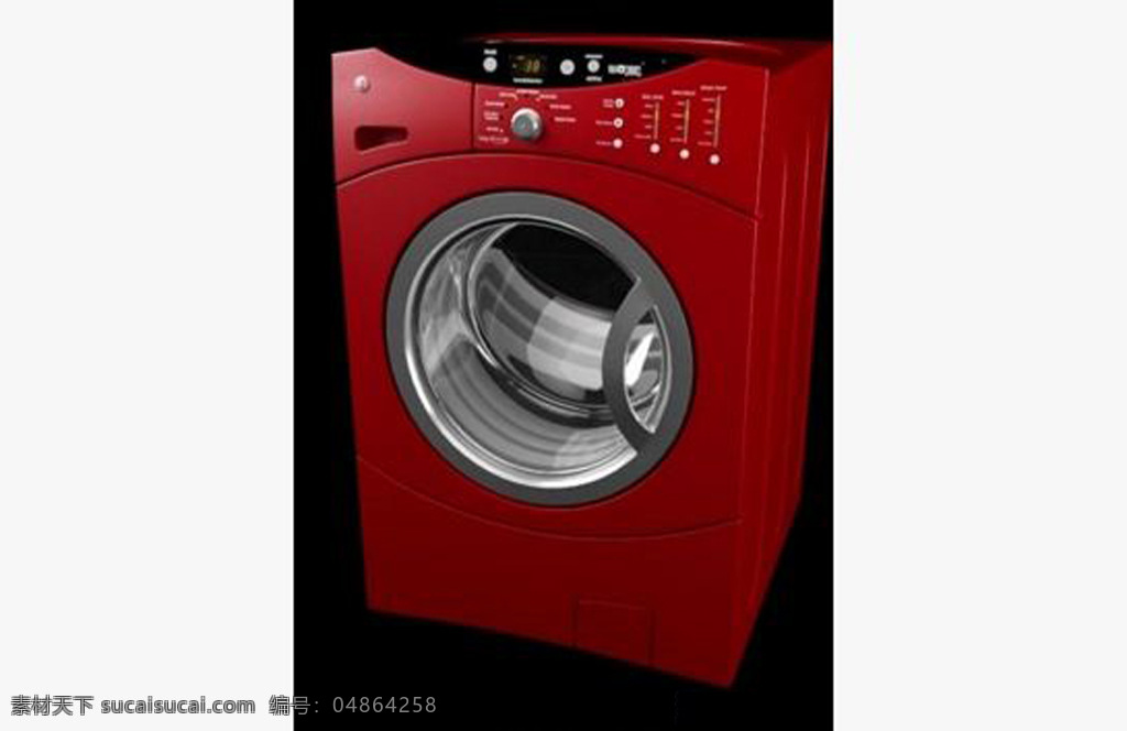 红色 滚筒 洗衣机 多功能 全自动 3d模型