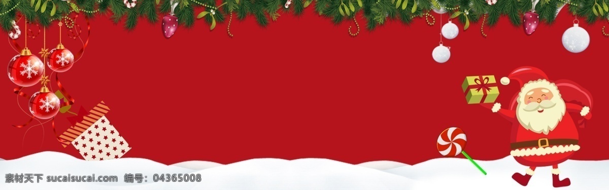 红色 丝带 圣诞快乐 banner 背景 可爱 雪花 圣诞节 圣诞老人 雪人 袜子 欢乐 卡通 扁平风