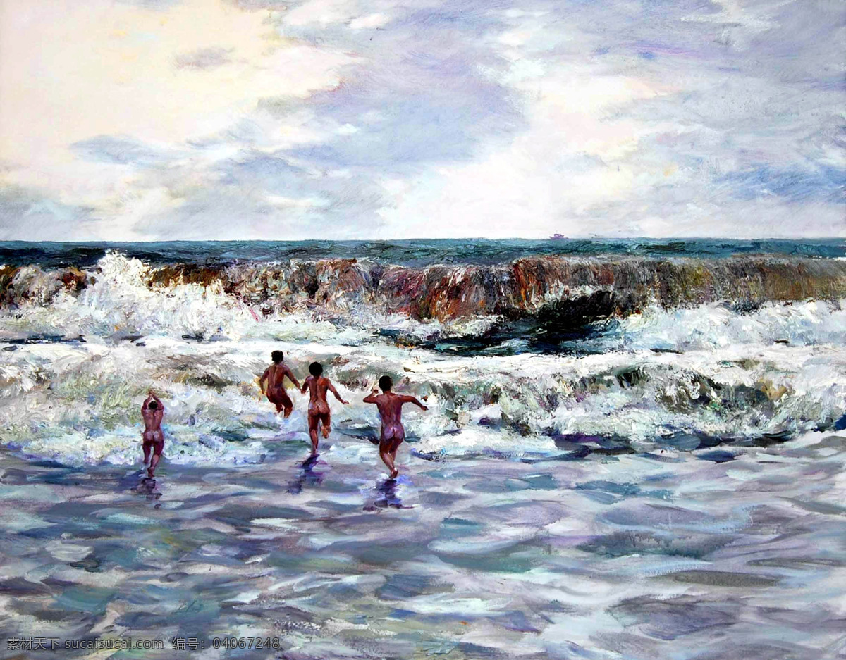 海之声 美术 油画 风景 大海 海水 海浪 人物 油画艺术 油画作品39 绘画书法 文化艺术