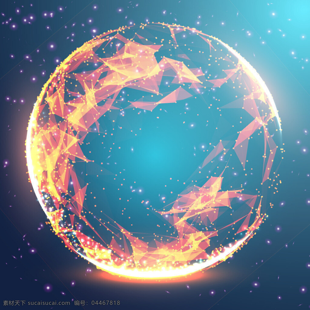 火焰 发光 抽象 地球 设计素材 矢量素材 不规则 多边形 圆环 抽象地球 炫酷球形背景 燃烧