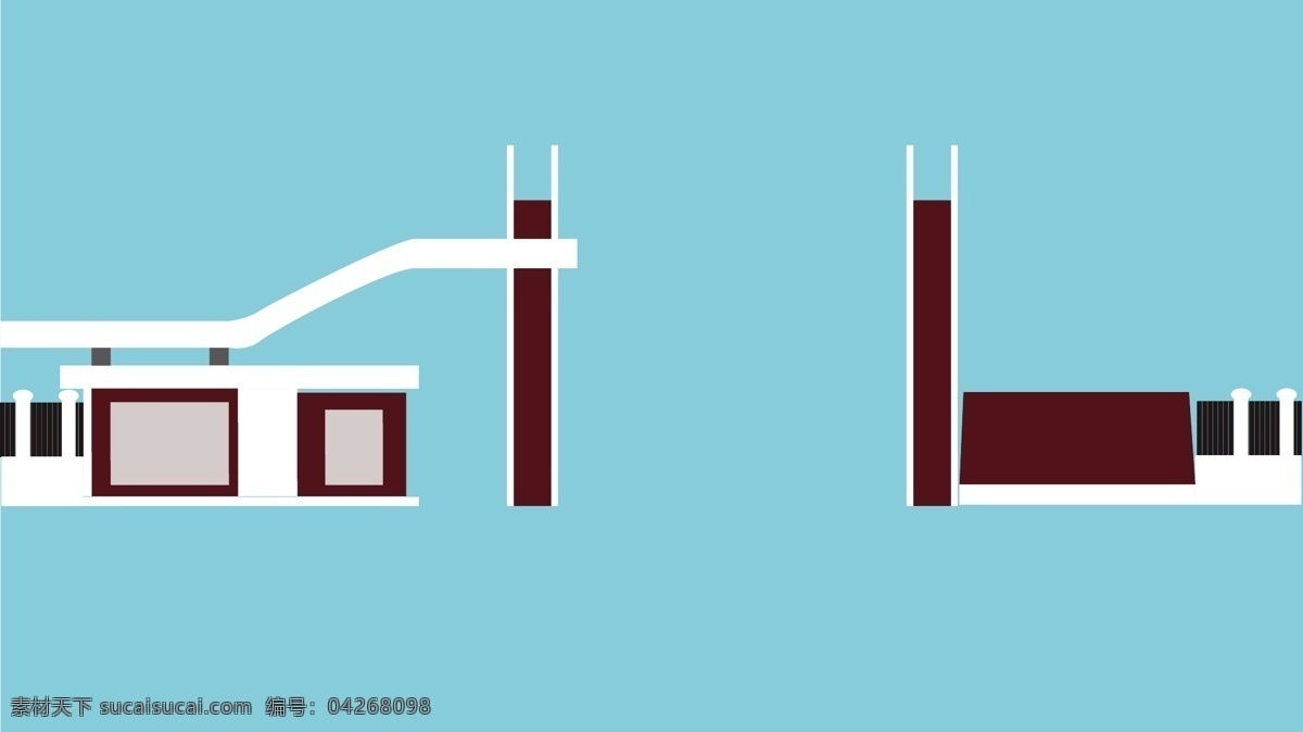 工厂大门 工厂 工业 现代建筑 门 矢量素材 场景 公司 青色 天蓝色