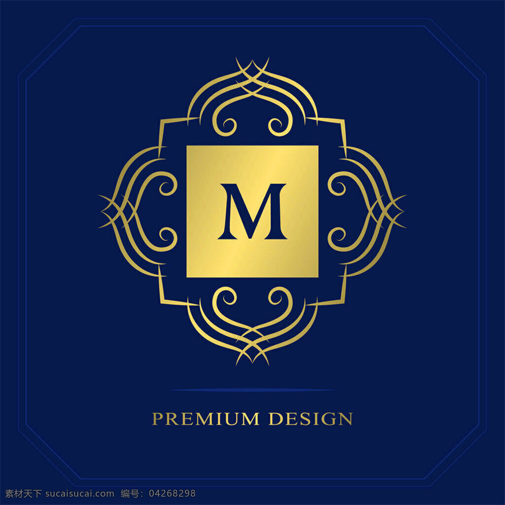 金色 花纹 字母 m logo 创意logo 企业logo logo标志 矢量素材 标志设计 英文标志 字母标志