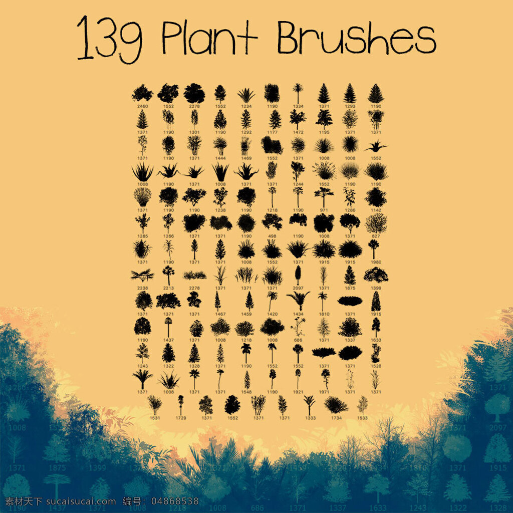款 各种 树木 植物 ps 笔刷 139款 各种树木 等植物 ps笔刷