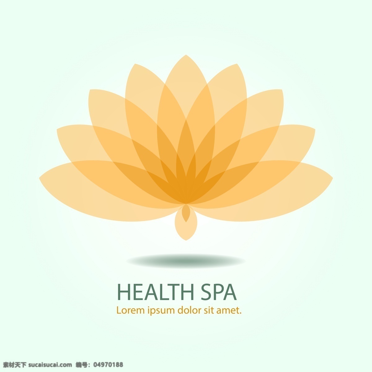 healthspa 抽象 莲花 商标 logo模板 logo 黄色 旋转 spa