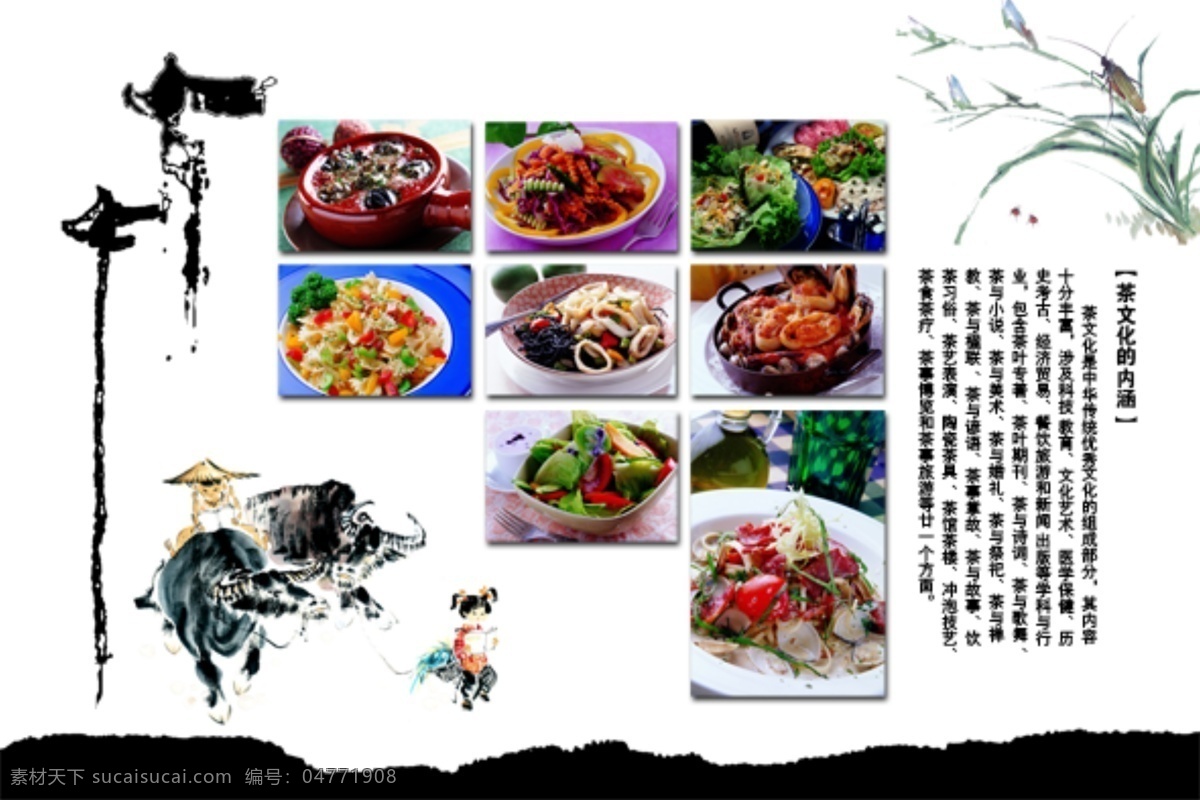茶文化 内涵 食谱 菜谱 ps 食谱设计 食谱菜谱 放牛的孩童 psd源文件