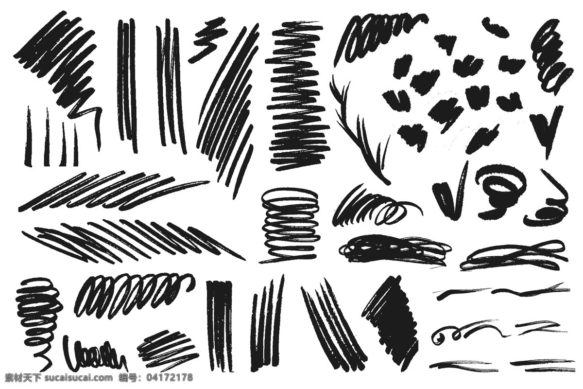 手绘 笔触 情人节 爱情 主题 海报 装饰 矢量 钢笔 毛笔 黑色 线条 黑白 手账 可爱 卡通 图案 纹理