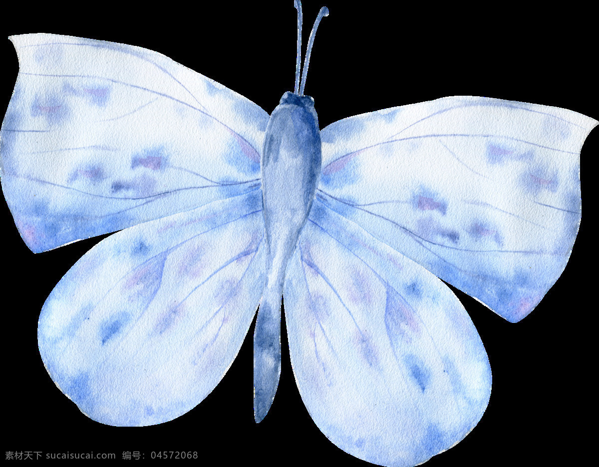 手绘 水晶 蝴蝶 透明 梦幻 蓝色 立体 优美 透明素材 免扣素材