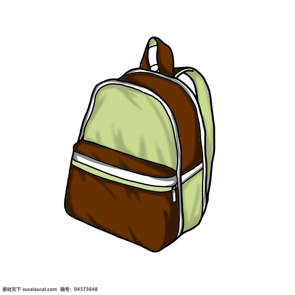 手绘 棕绿色 背包 插画 学生包 书包 旅行双肩包 旅游包 行李包 双肩包 棕绿色背包 户外爬山装备