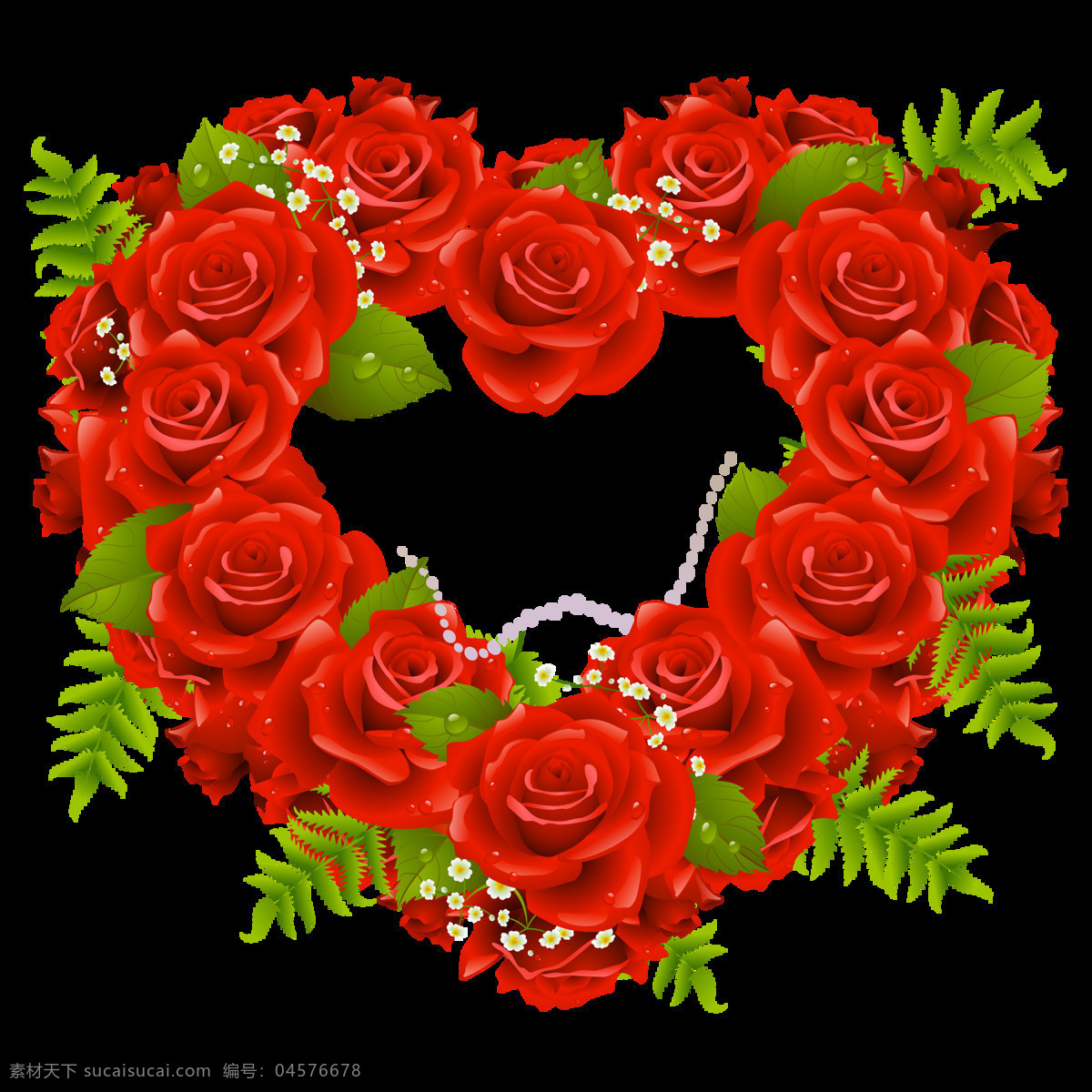 浪漫 红色 花朵 元素 红色花朵 花环 免扣 透明 心形