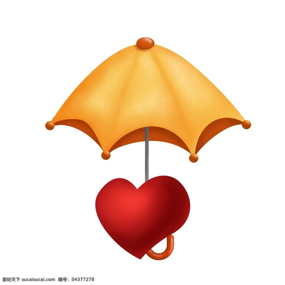 情人节 爱心 伞 插画 雨伞 红色爱心 红心 小伞 打伞 手绘卡通伞 黄色的伞 撑开的伞
