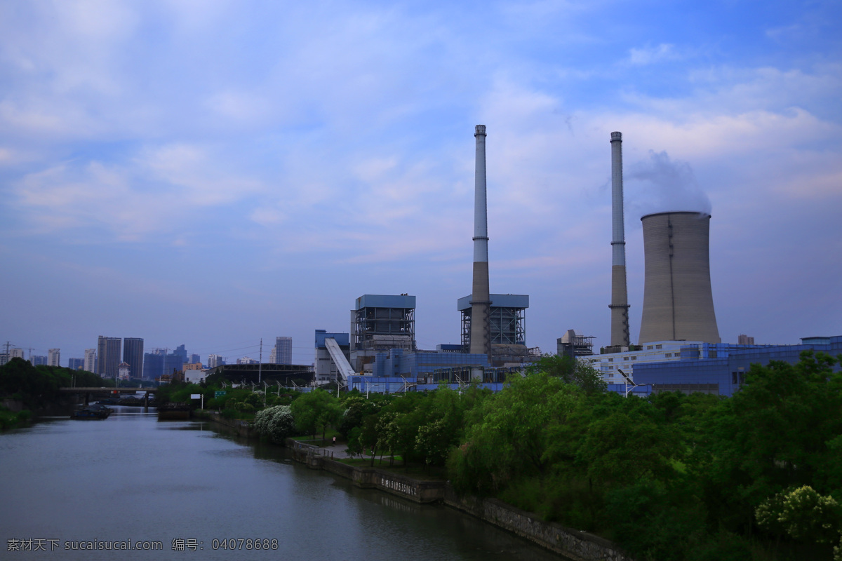 烟囱 工业 运河 污染 排污 现代科技 工业生产