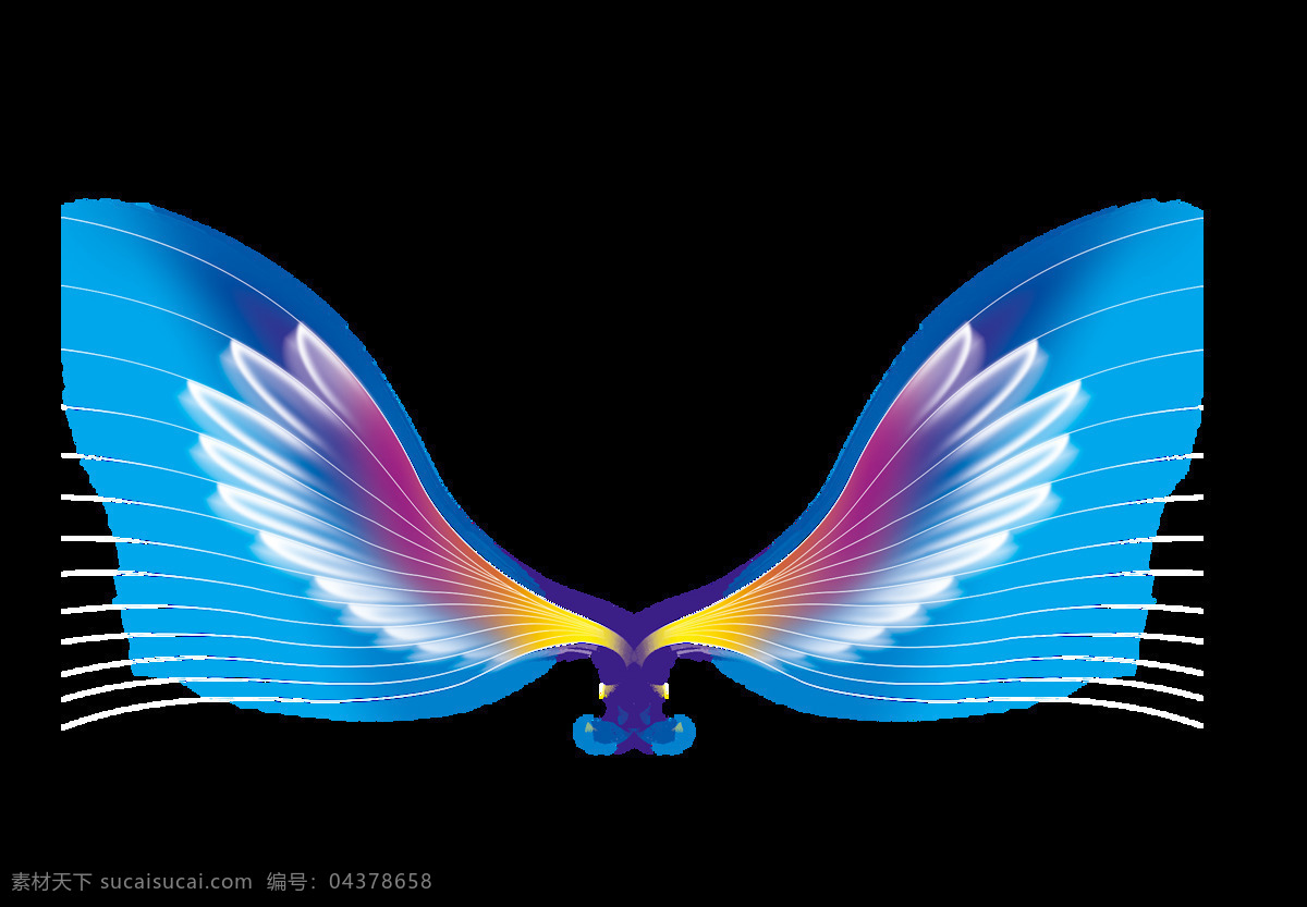 彩色翅膀元素 光效素材 简约 卡通 免抠素材 宣传