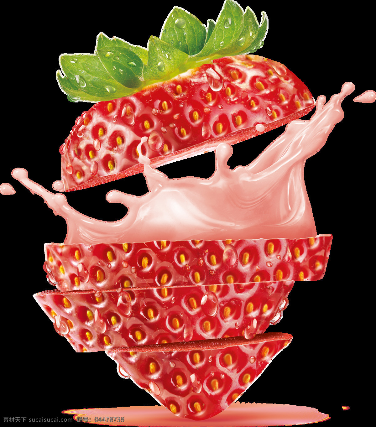 逼真 水果 图画 透明 装饰 免 扣 草莓 粉白色 红色 绿色 生动 形象 叶子 汁水