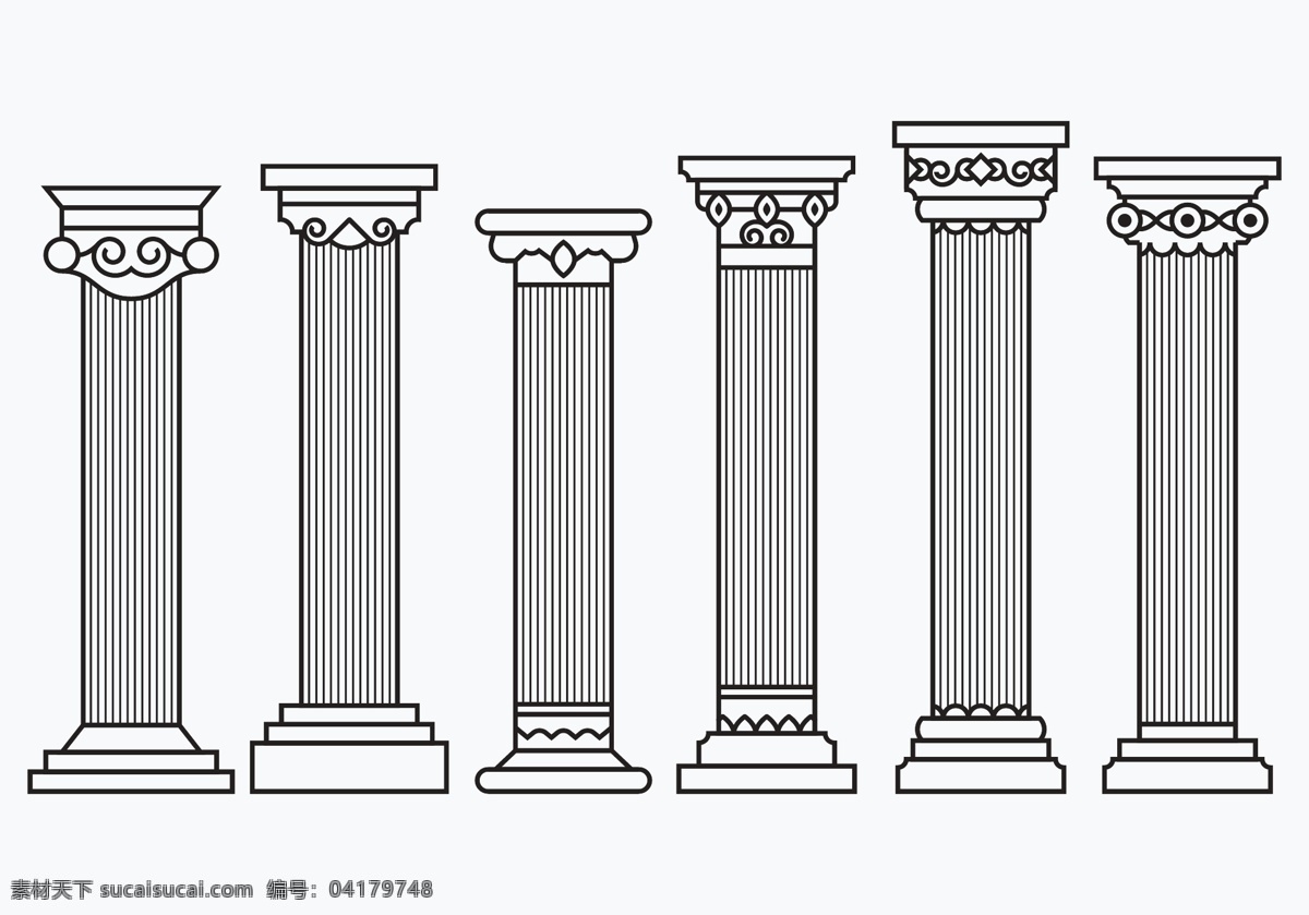 手绘 罗马柱 柱子 矢量柱子 罗马柱子 矢量罗马柱 矢量素材 手绘罗马柱