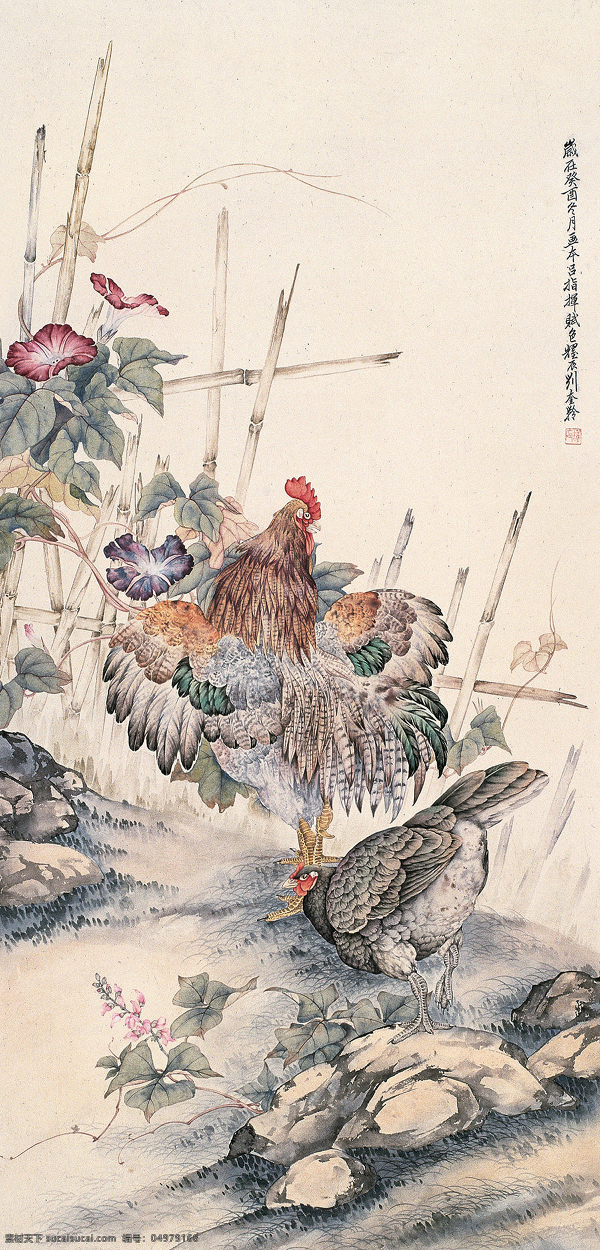 家禽工笔画 工笔画 花鸟 设计素材 文化艺术 国画 传统文化 绘画书法