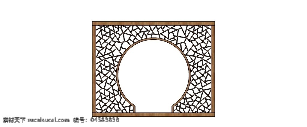 花格圆拱门 木质 花格 古风 传统 文化 3d设计 展示模型 skp