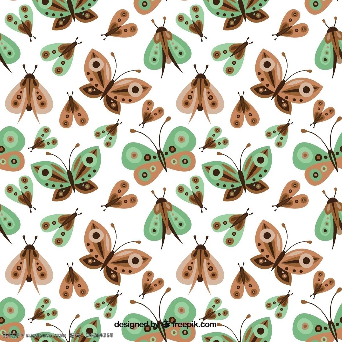绿色 棕色 蝴蝶 大 格局 背景 图案 自然 动物 色彩 平面 装饰 多彩的背景 无缝的图案 自然的 平面的设计 自然的背景 图案背景 飞行