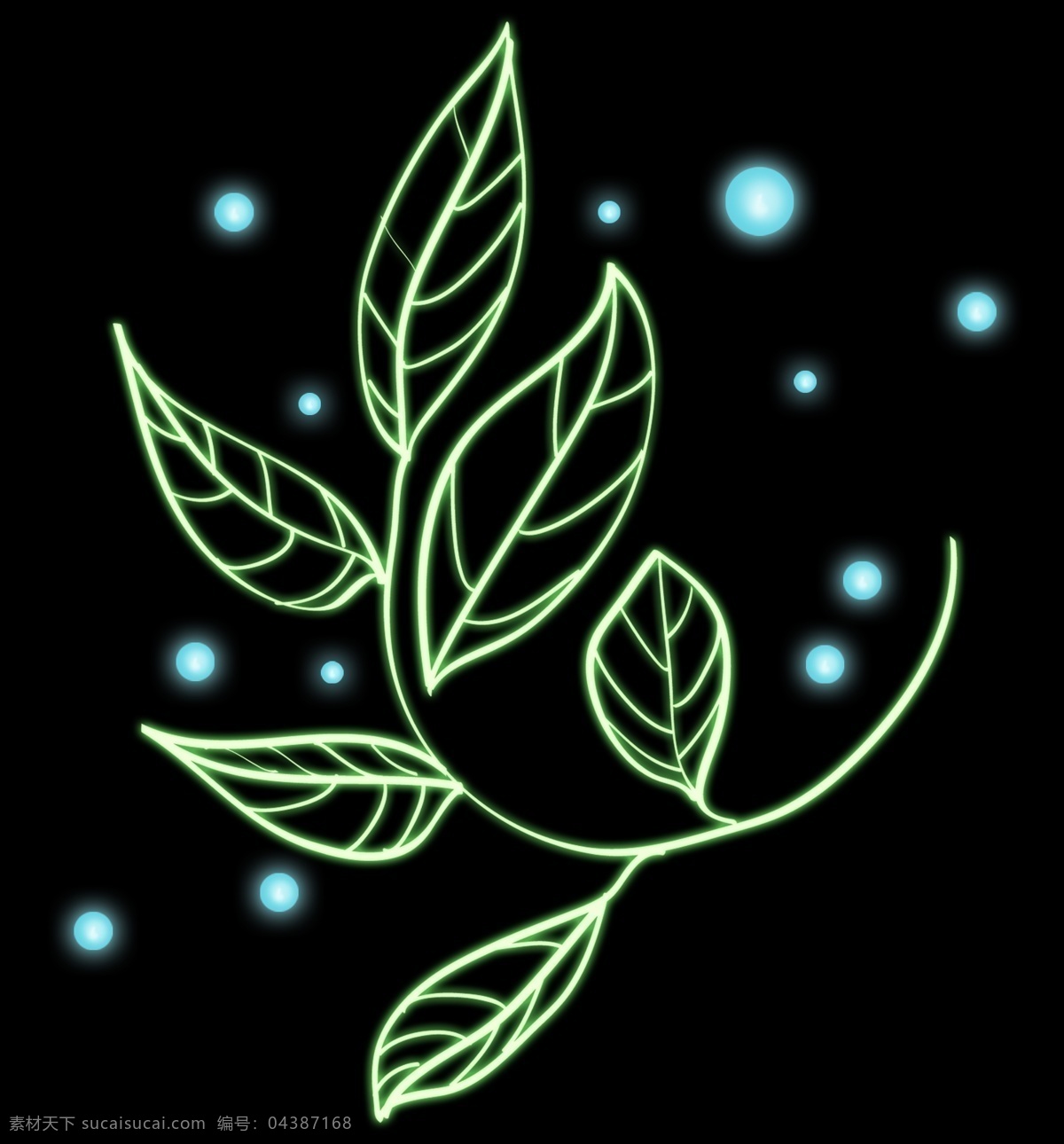 绿色灯管植物 灯光植物 光感叶子 春天 植物 灯管叶子 灯管植物 绿色 发光