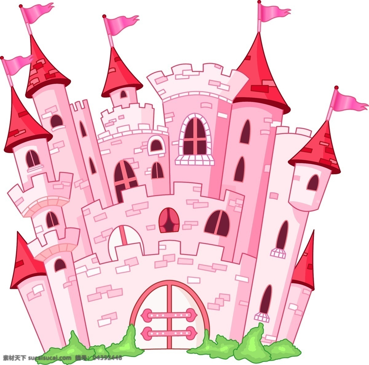 粉色 童话 城堡 矢量 孩子公主 童话城堡仙境