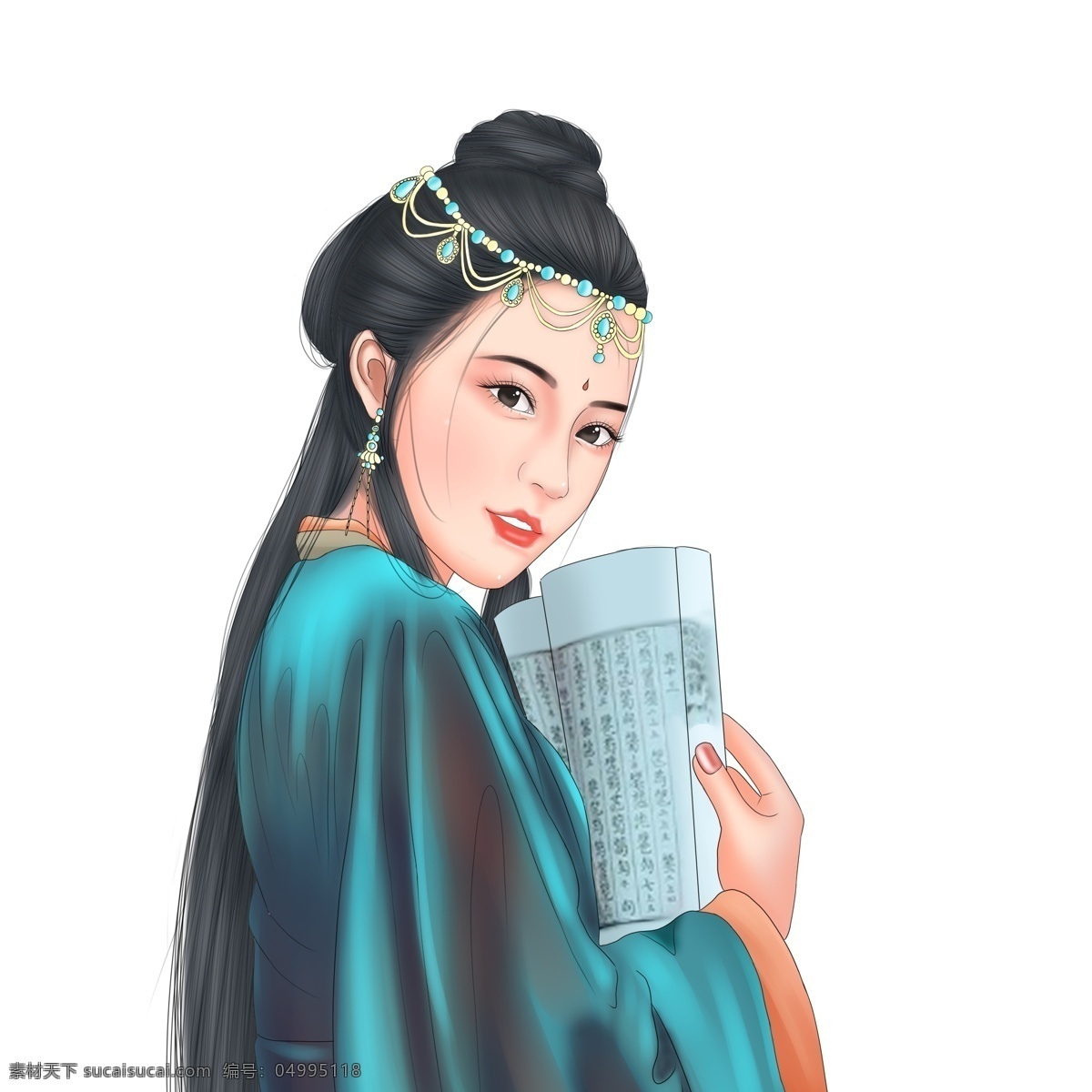 彩绘 古风 女人 图案 人物 女孩 古人 书本 长发女人 卡通人物 手绘 简约 创意元素 psd元素 免抠元素 古代女人