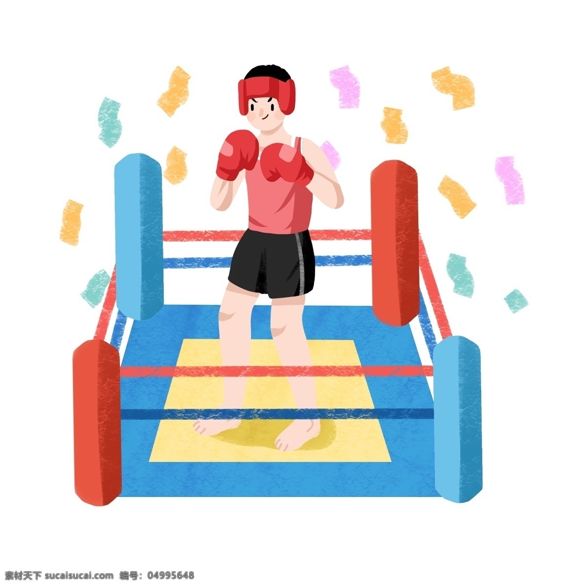 拳击 健身 小女孩 运动健身插画 拳击健身 健身的小女孩 红色的沙袋 红色的手套 卡通人物