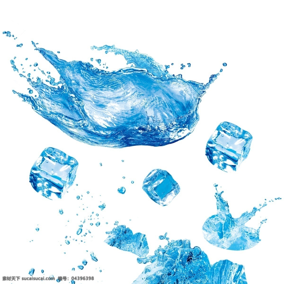 蓝色动感冰块 高清透明 动感水波纹 晶莹剔透 分层