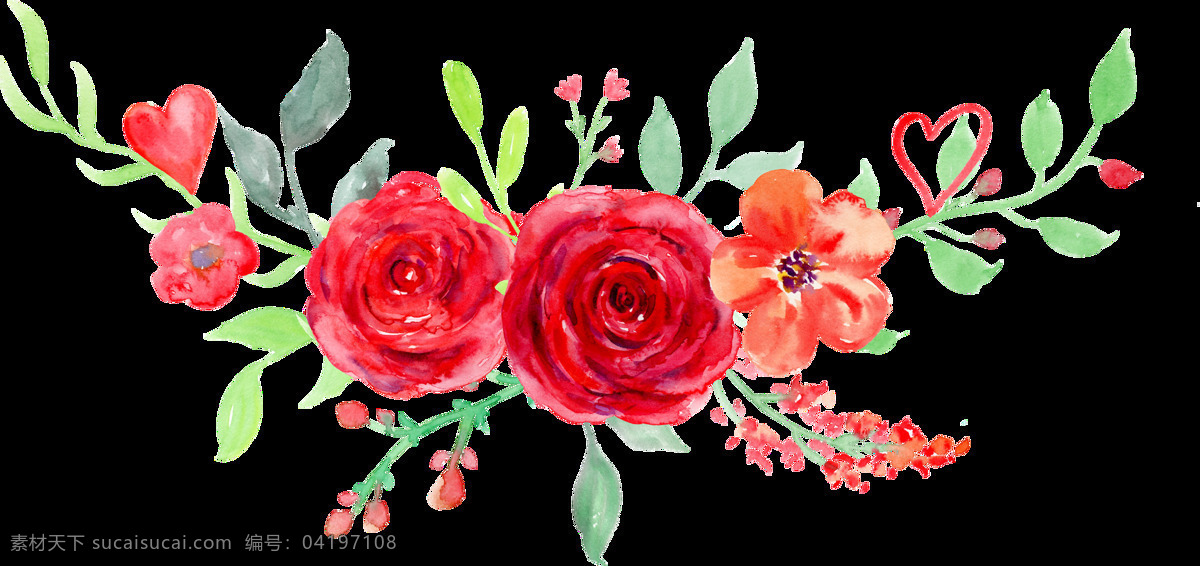 创意 花卉 水墨画 透明 卡通 抠图专用 装饰 设计素材