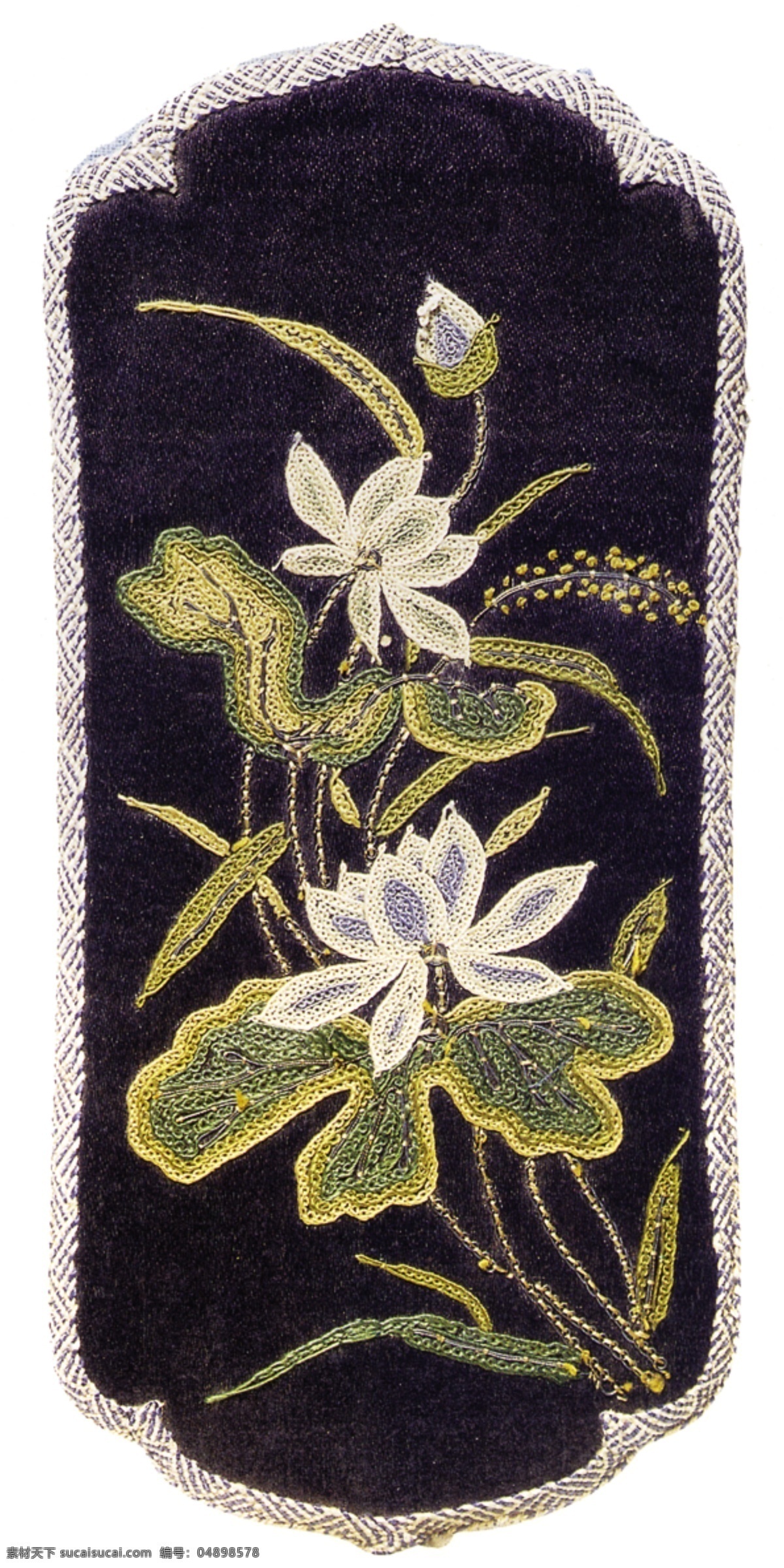中式 古典 刺绣 荷花 开来 大图 布纹 龙纹 贴画