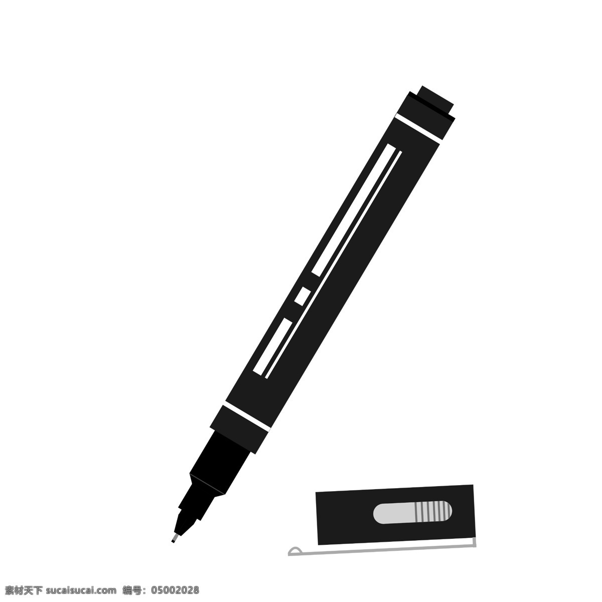 黑色 中性笔 插画 黑色的中性笔 中性笔装饰 中性笔插画 立体中性笔 文具中性笔 卡通中性笔