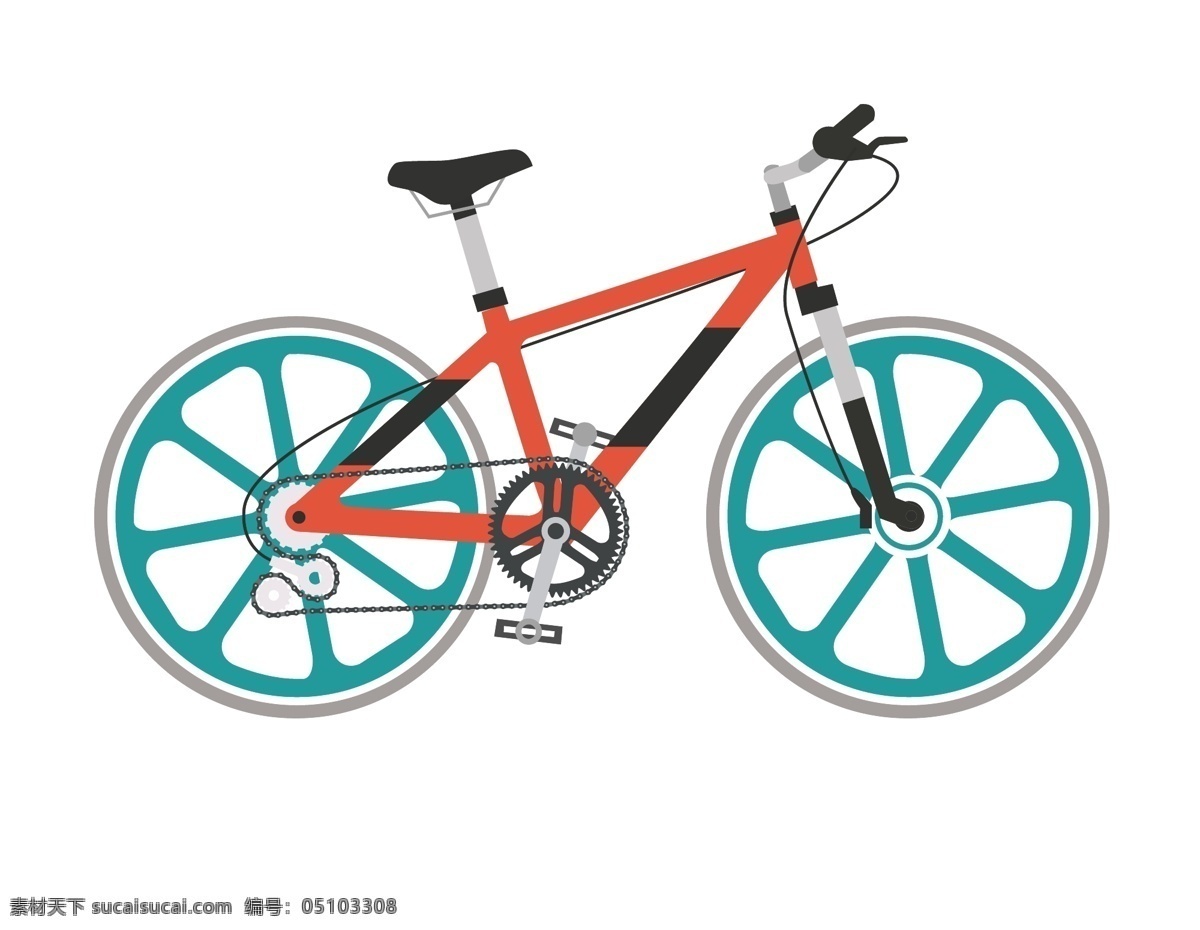手绘 矢量 自行车 元素 彩色 交通工具 ai元素 免扣元素