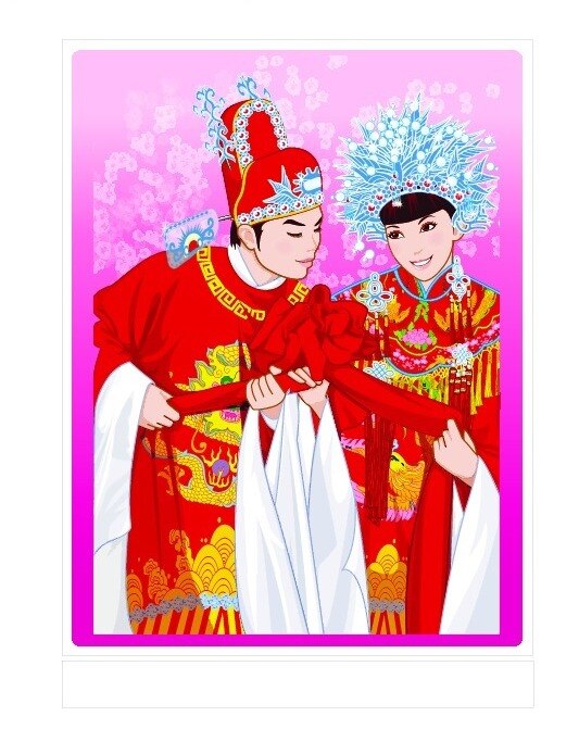 中国 传统 新婚 夫妇 矢量图