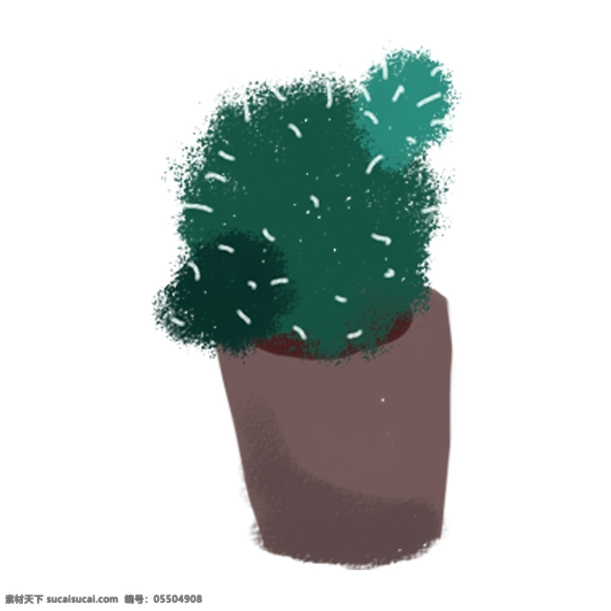 绿色 手绘 盆栽 仙人掌 卡通素材 可爱 植物 清新 免扣素材