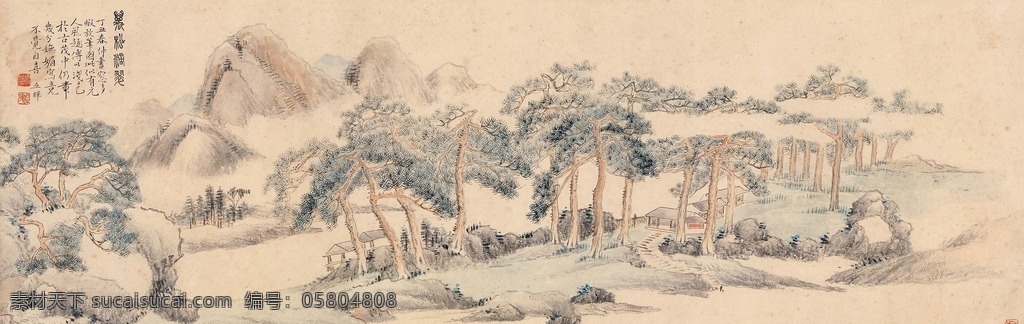 国画 鲍亚晖 万松滴翠 松林 松树 翠松 山水 中国画 绘画书法 文化艺术 国画山水03