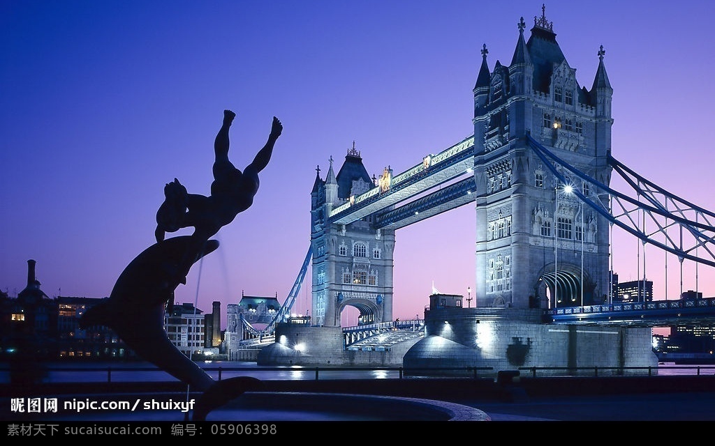 伦敦塔桥 英格兰 夜景 灯光 泰晤士河 雕塑 旅游摄影 国外旅游 摄影图库