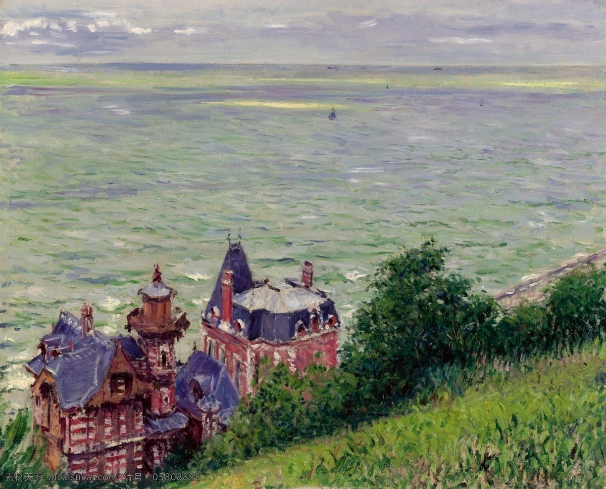 大师 画家 风景画 静物 油画 建筑 装饰画 trouville at villas caillebotte gustave 人物 高清 西方 国外 现代 家居装饰素材