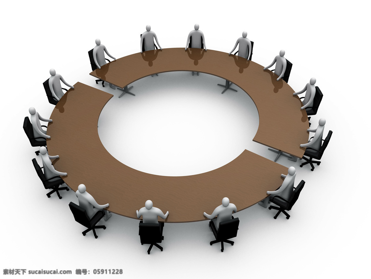 会议室 会议厅 圆形会议桌 卡通会议 会议效果图 3d设计