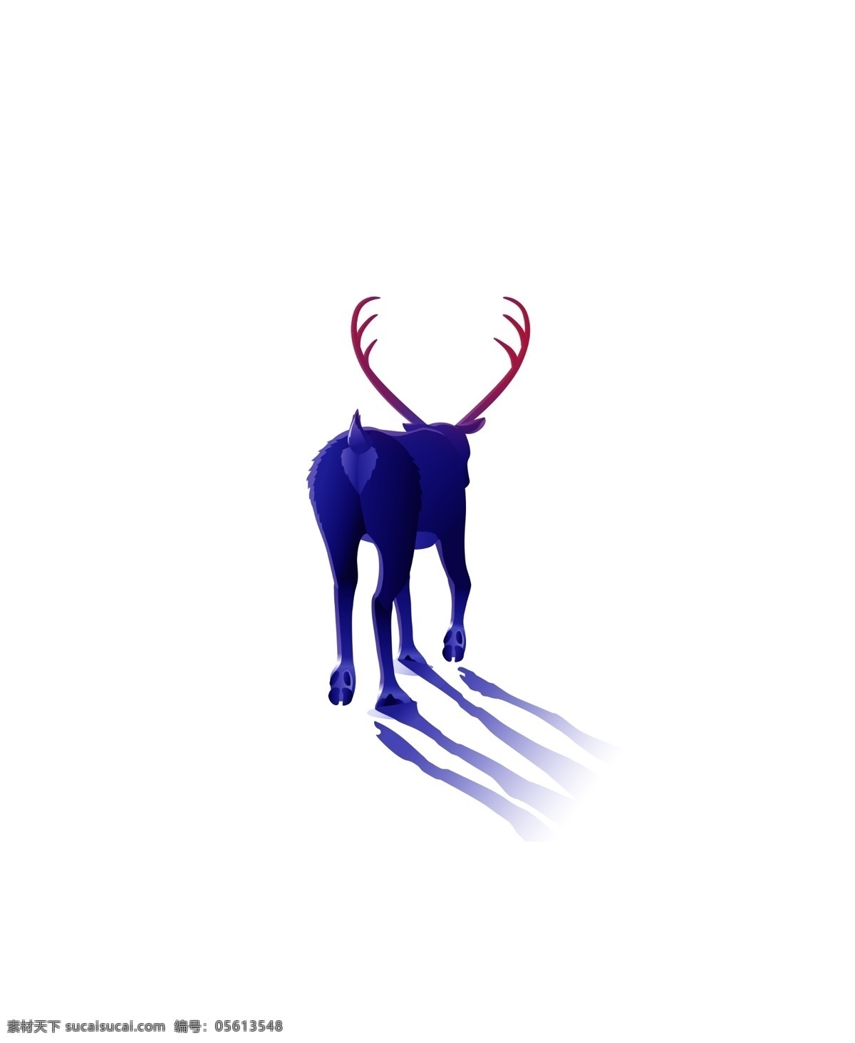 蓝色 立体 动物 装饰 梅花鹿
