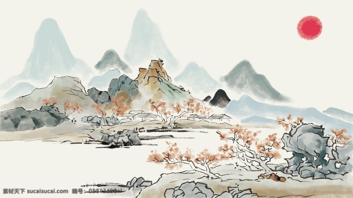 传统 山水 水墨画 中国风 山水画 绘画 风景 植物 水彩画 装饰画 室内 禅意 文化艺术 绘画书法