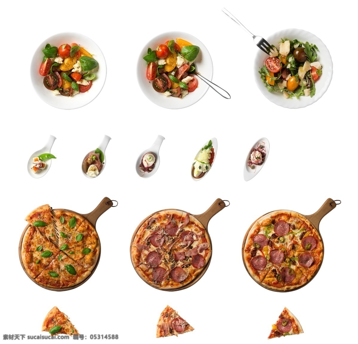 各种 食物 披萨 水果 沙拉 美食 营养 蔬菜