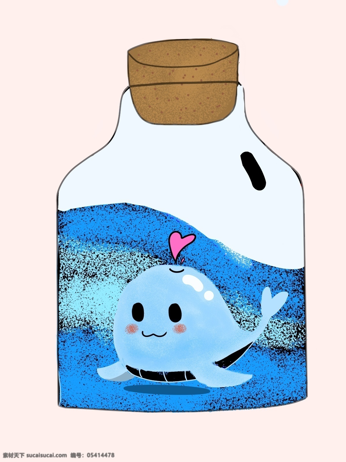 可爱 许愿 瓶 小海 豚 卡通 手绘 小海豚 许愿瓶
