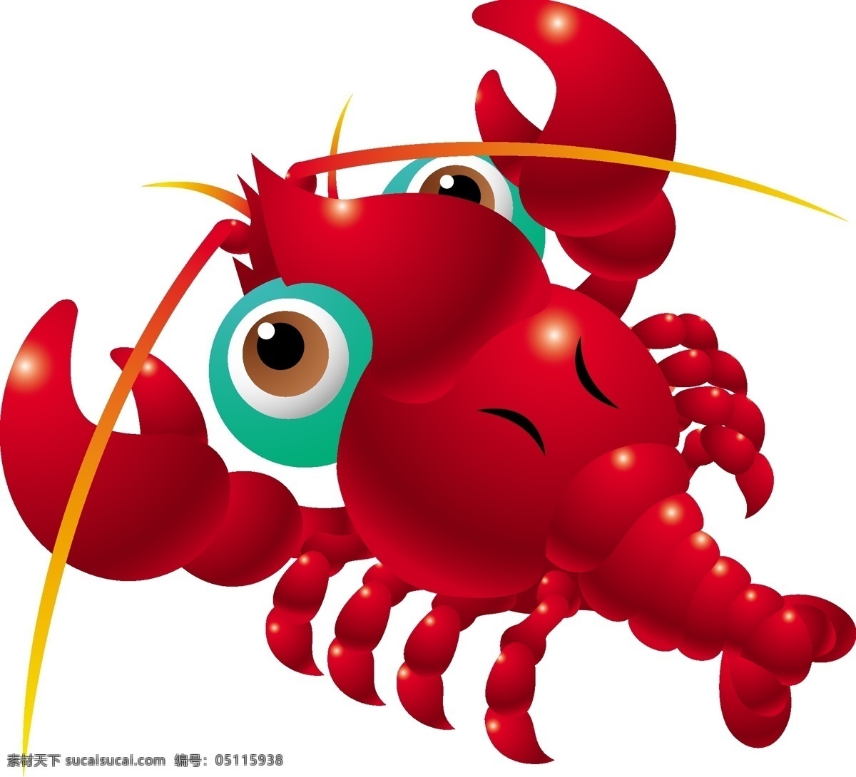 螃蟹 龙虾 动物 可爱 矢量 红色动物 矢量图 日常生活
