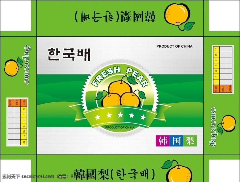 韩国梨 包装箱设计 包装 水果 包装箱 梨包装 丰水梨 水晶梨包装 水果扣盒 绿色箱子 包装设计 广告设计模板 源文件