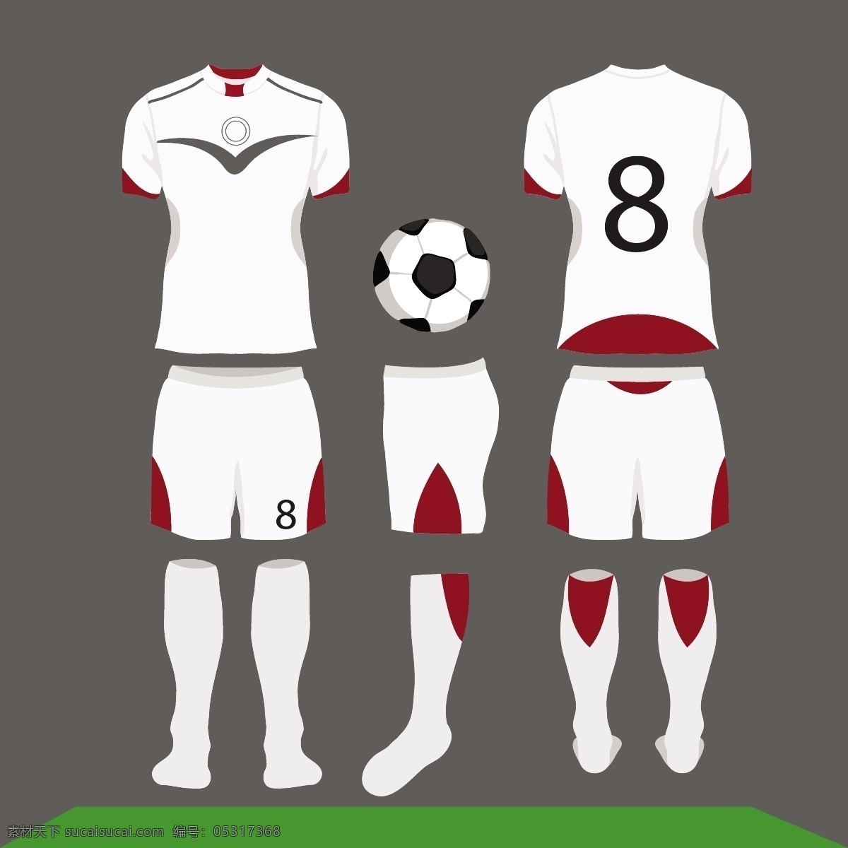 矢量 白色 红色 足球 服装 世界杯 矢量素材 俄罗斯 欧洲杯 卡通 比赛 体育 竞赛